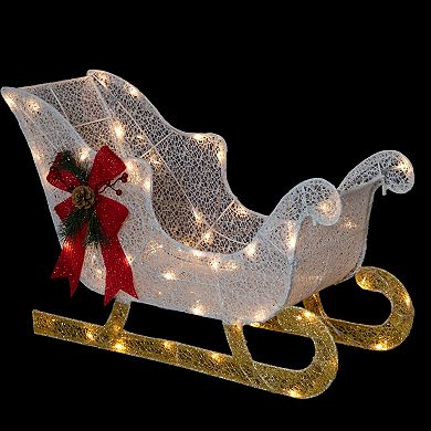 Northlight 30.25 in. LED Lighted Glittery White Sleigh Outdoor Christmas Decoration