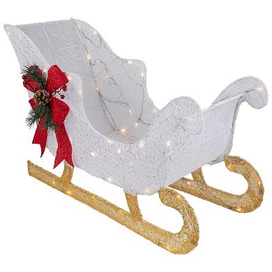 Northlight 30.25 in. LED Lighted Glittery White Sleigh Outdoor Christmas Decoration
