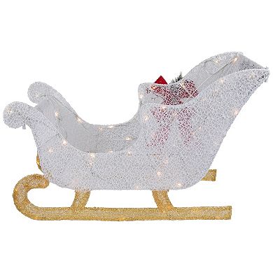 Northlight 30.25 in. LED Lighted Glittery White Sleigh Outdoor Christmas Decoration