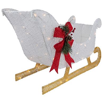 Northlight 30.25 in. LED Lighted Glittery White Sleigh Outdoor Christmas Decoration