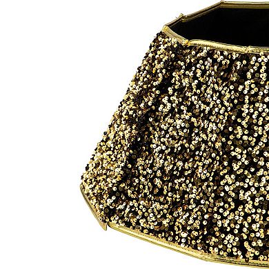 Northlight 26 in. Gold Sequins Hexagonal Christmas Tree Collar