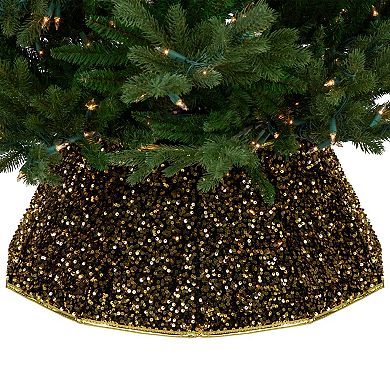 Northlight 26 in. Gold Sequins Hexagonal Christmas Tree Collar