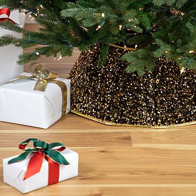 Northlight 26 in. Gold Sequins Hexagonal Christmas Tree Collar