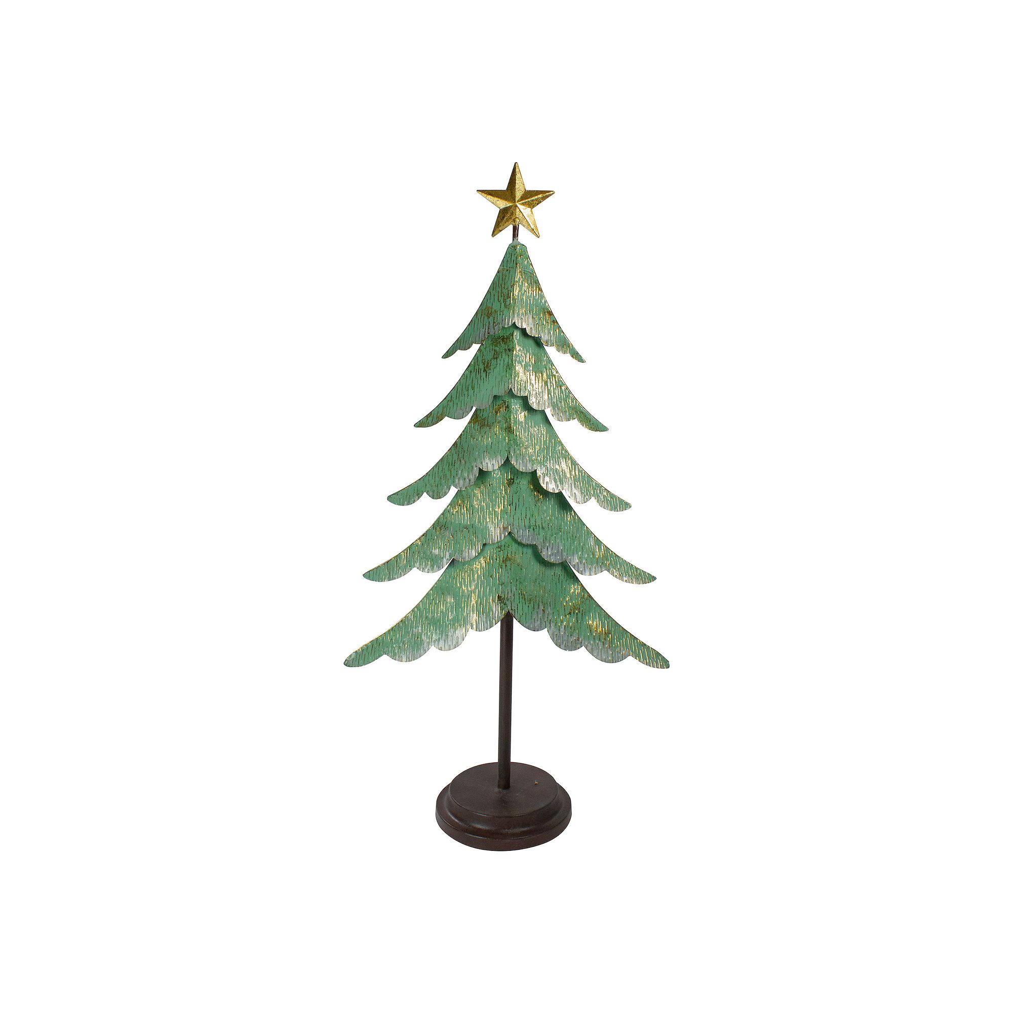 Northlight Rustic Green & Gold Layered Christmas Tree With a Star Table Dec