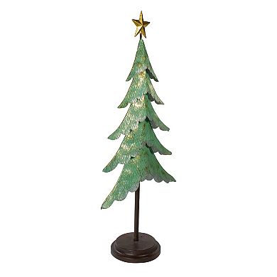 Northlight Rustic Green & Gold Layered Christmas Tree With a Star Table Decor