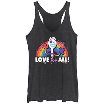 Disney / Pixar's Toy Story 4 Forky Love For All Rainbow Juniors' Tri-Blend Racerback Tank Top