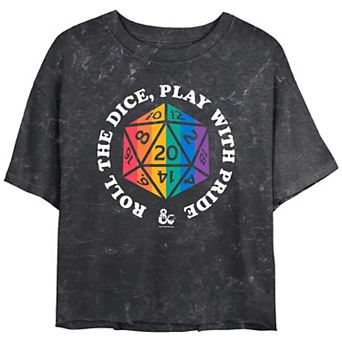 Juniors' Dungeons & Dragons Play With Pride Cropped Graphic Tee