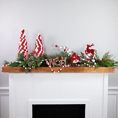Northlight White and Red Pom Pom Tree Christmas Table Decor