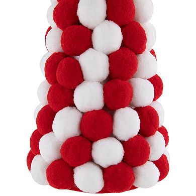 Northlight White and Red Pom Pom Tree Christmas Table Decor