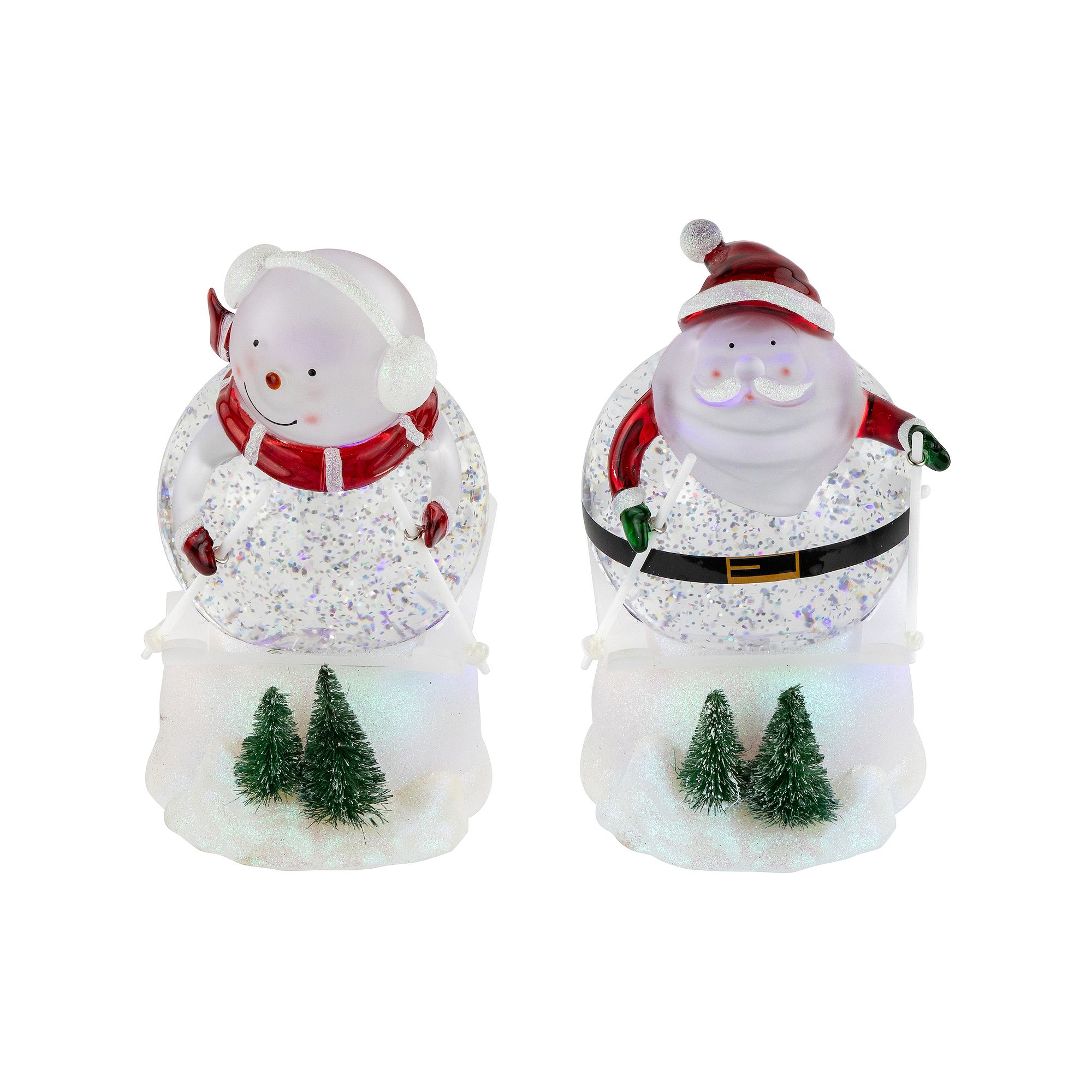 Northlight 2-Piece LED Lighted Color Changing Skiing Santa & Snowman Acryli