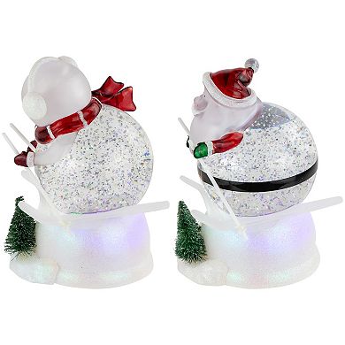 Northlight 2-Piece LED Lighted Color Changing Skiing Santa & Snowman Acrylic Christmas Snow Globes Set