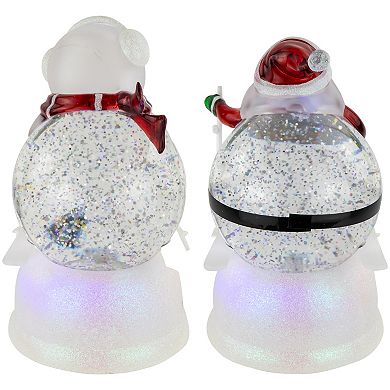 Northlight 2-Piece LED Lighted Color Changing Skiing Santa & Snowman Acrylic Christmas Snow Globes Set