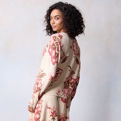 Women's LC Lauren Conrad Floral V-Neck Pullover Sweater