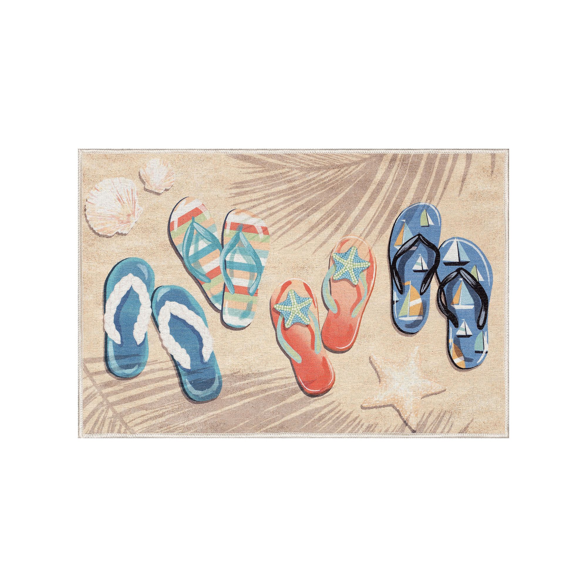 Liora Manne Impressions Beachside Flip Flops Indoor/Outdoor Mat, Natural