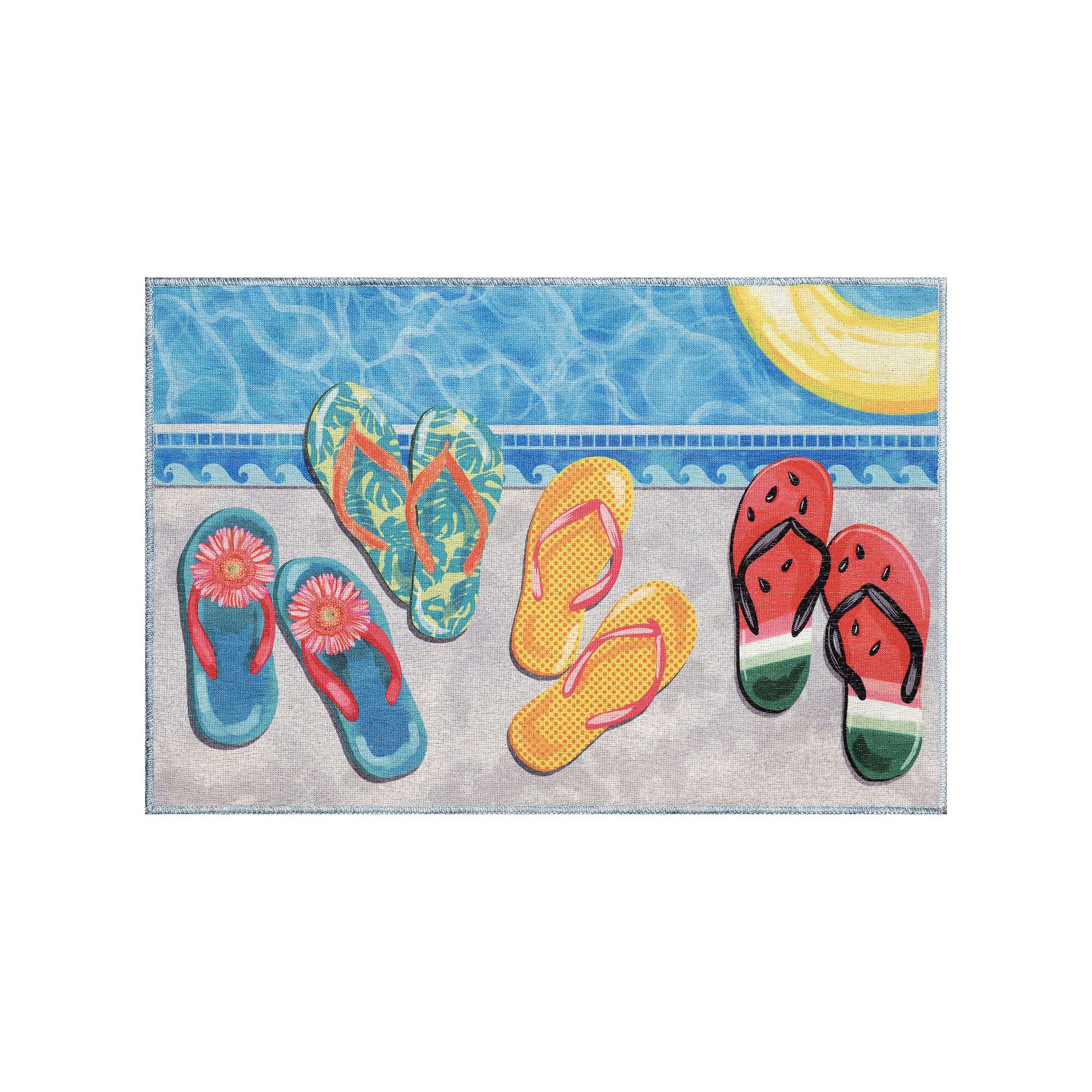 Liora Manne Impressions Poolside Flip Flops Indoor/Outdoor Mat, Multi