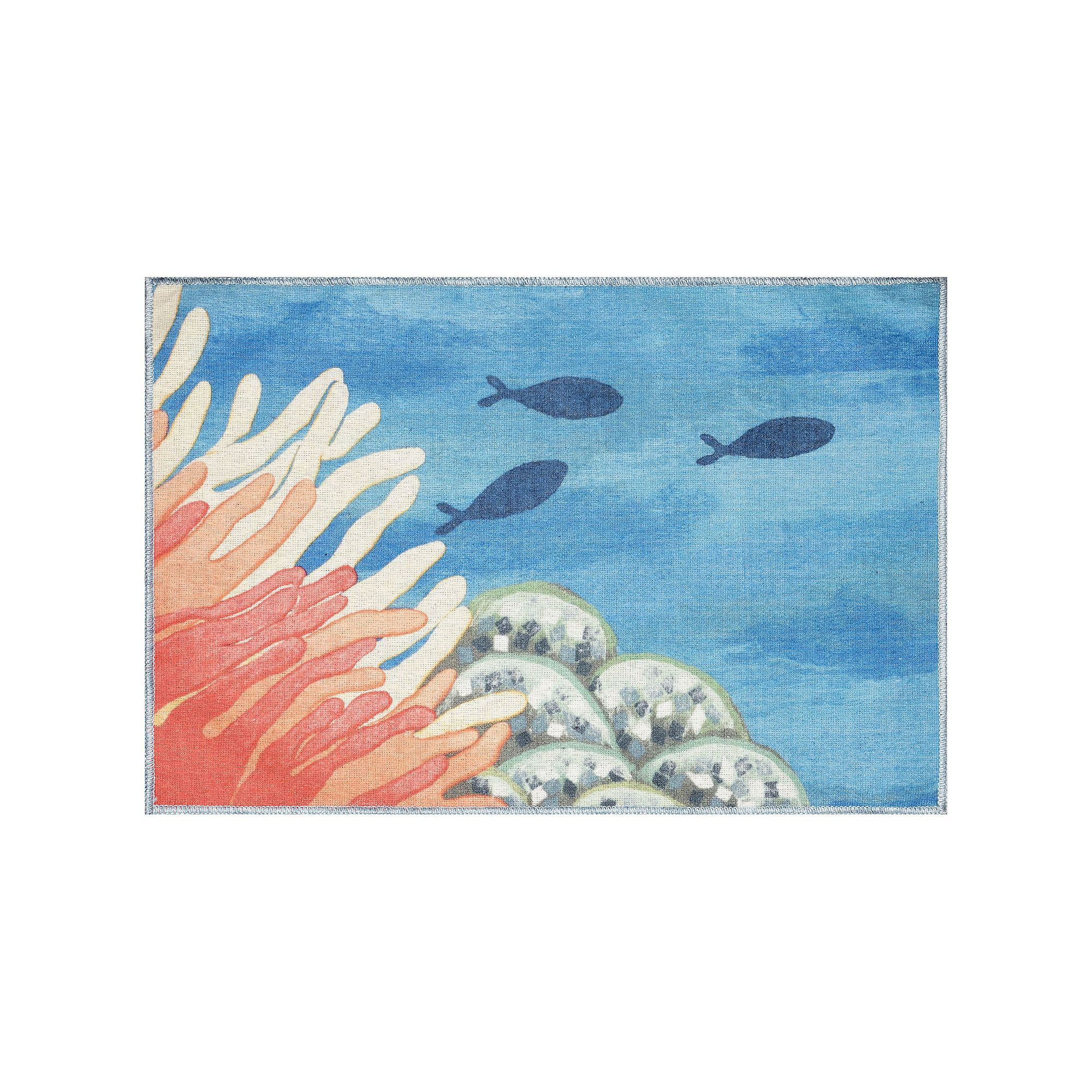 Liora Manne Impressions Reef Border Indoor/Outdoor Mat, Blue