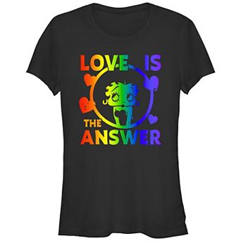 Juniors' Betty Boop Love Is The Answer Pride Graphic Tee