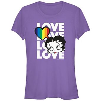 Juniors' Betty Boop Rainbow Heart Pride Graphic Tee