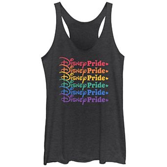 Disney's Rainbow Logo Heart Stack Juniors' Tri-Blend Racerback Tank Top