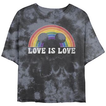 Disney's Mickey Mouse Love Is Love Rainbow Juniors' Cropped Graphic Tee