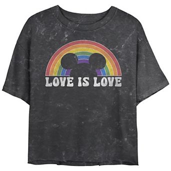 Disney's Mickey Mouse Love Is Love Rainbow Juniors' Cropped Graphic Tee
