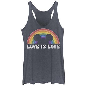 Disney's Mickey Mouse Love Is Love Rainbow Juniors' Tri-Blend Racerback Tank Top