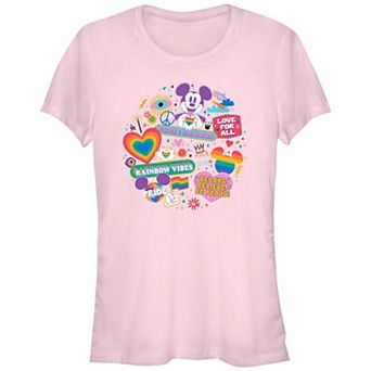 Disney's Mickey Mouse Love For All Rainbow Vibes Juniors' Fitted Graphic Tee