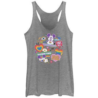 Disney's Mickey Mouse Love For All Rainbow Vibes Juniors' Tri-Blend Racerback Tank Top
