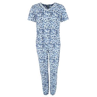 Women's V-neck Short Sleeve Jogger Set