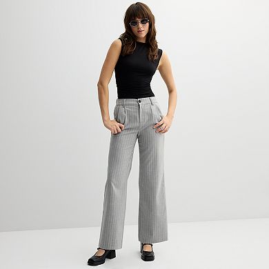 Juniors' SO Pinstripe Wide Leg Trousers