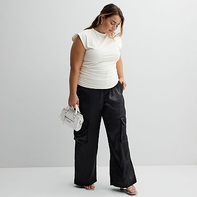 Juniors' Plus SO® Mock Neck Ruched Knit Top