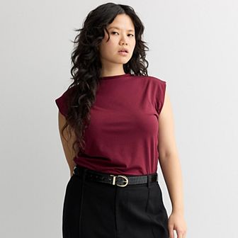 Juniors' Plus SO® Mock Neck Ruched Knit Top