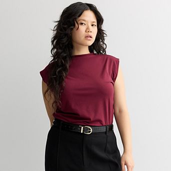 Juniors' Plus SO® Mock Neck Ruched Knit Top