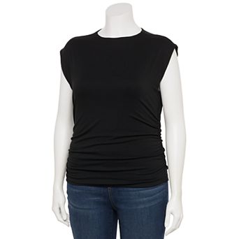 Juniors' Plus SO® Mock Neck Ruched Knit Top