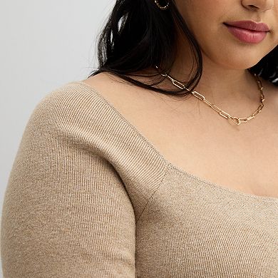 Juniors' Plus Size SO Long Sleeve Sweater Bodysuit
