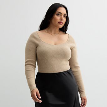 Juniors' Plus Size SO Long Sleeve Sweater Bodysuit