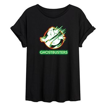 Juniors' Ghostbusters Neon Oversized Tee