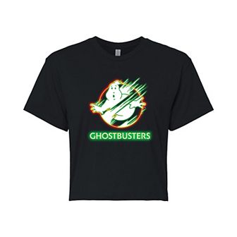 Juniors' Ghostbusters Neon Cropped Tee