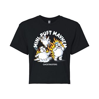 Juniors' Ghostbusters Mini Puft Mayhem Cropped Tee