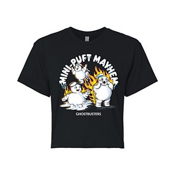 Juniors' Ghostbusters Mini Puft Mayhem Cropped Tee