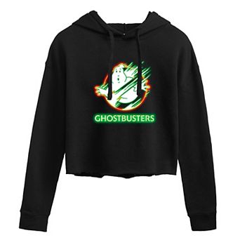 Juniors' Ghostbusters Neon Cropped Hoodie