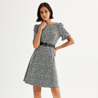Women's Andrew Marc Flounce Sleeve Fit & Flare Dress