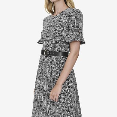 Women's Andrew Marc Flounce Sleeve Fit & Flare Dress