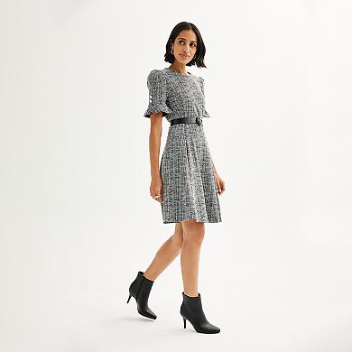 Women's Andrew Marc Flounce Sleeve Fit & Flare Dress