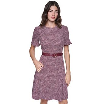 Women's Andrew Marc Flounce Sleeve Fit & Flare Dress