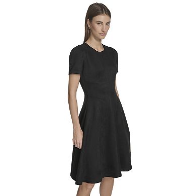 Women's Andrew Marc Short Sleeve Crewneck Midi Dress
