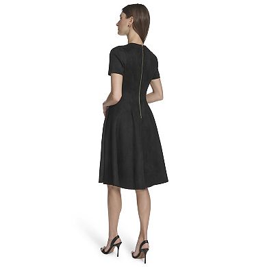 Women's Andrew Marc Short Sleeve Crewneck Midi Dress