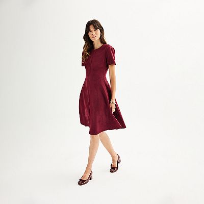 Women's Andrew Marc Short Sleeve Crewneck Midi Dress