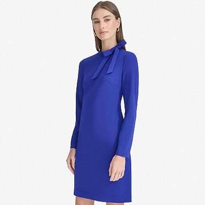marc new york womens long sleeve shift dress Women's Andrew Marc Long Sleeve Tie Neck Shift Dress
