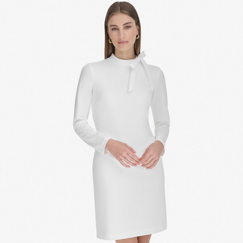 marc new york womens long sleeve shift dress MARC NEW YORK Womens Black Balloon Sleeve Round Neck Jamaica